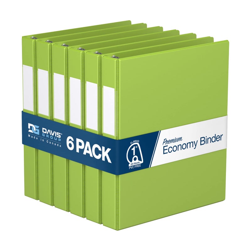Davis Group Premium Economy 6-Pack 3-Ring Binders for School or Office, Round-Ring Binders, 1 Inch, Green - Image 1